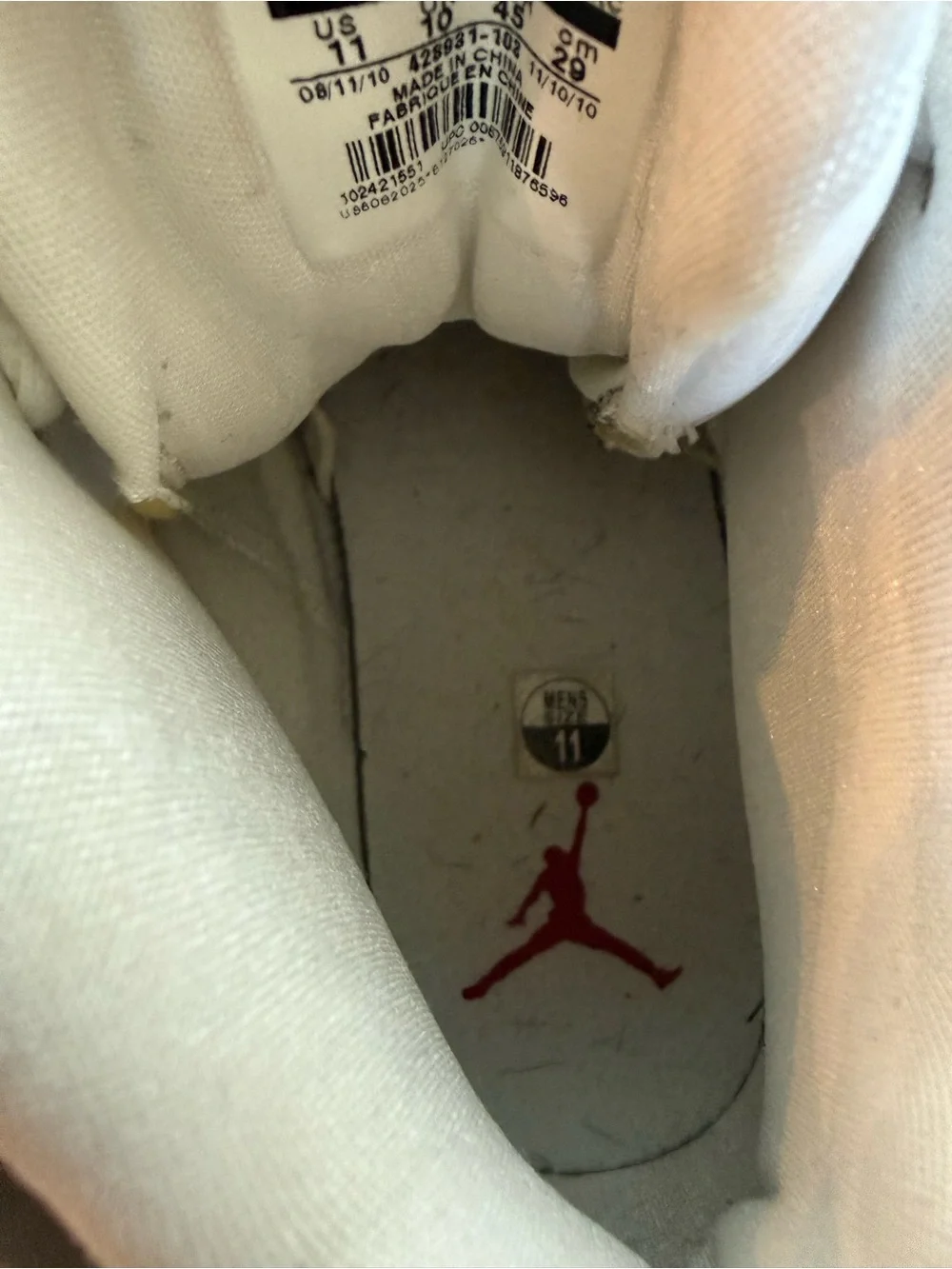 Nike Air Jordan Team White Gray Red Basketball Shoes Sz 11 w/ COA